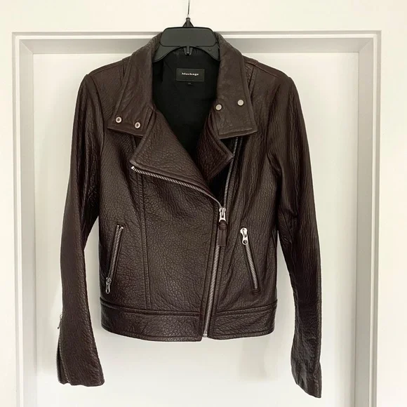 Mackage Lisa Pebbled Leather Jacket Bordeaux Size M - Picture 8 of 8